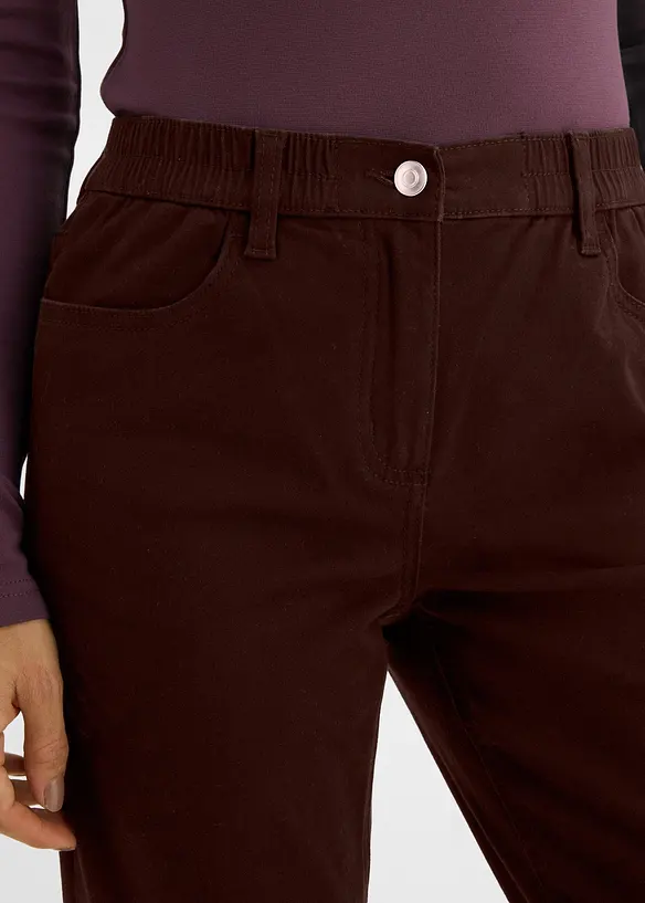 Pantalon droit taille haute en twill de coton extensible, bonprix