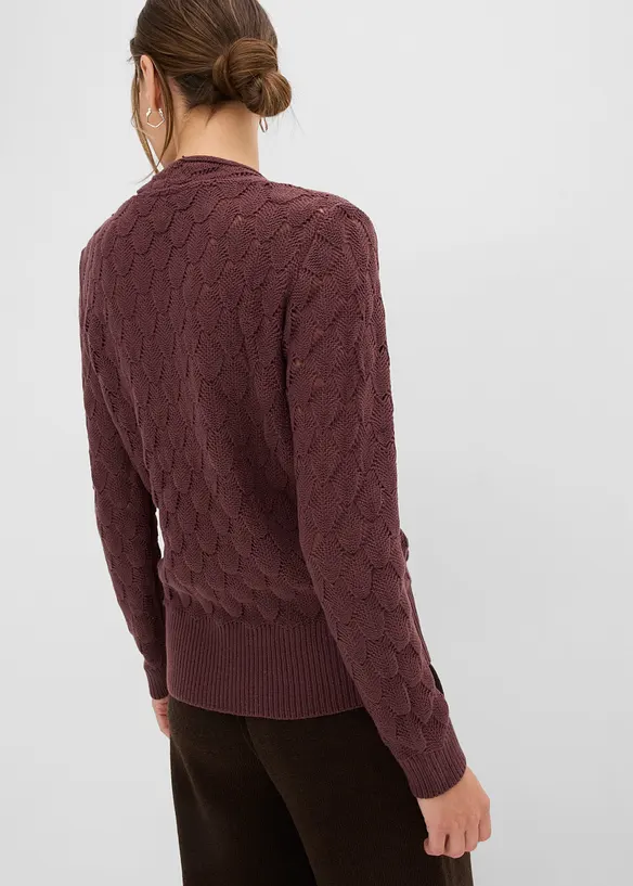 Pull ajour&eacute; style cache-c&oelig;ur, bonprix