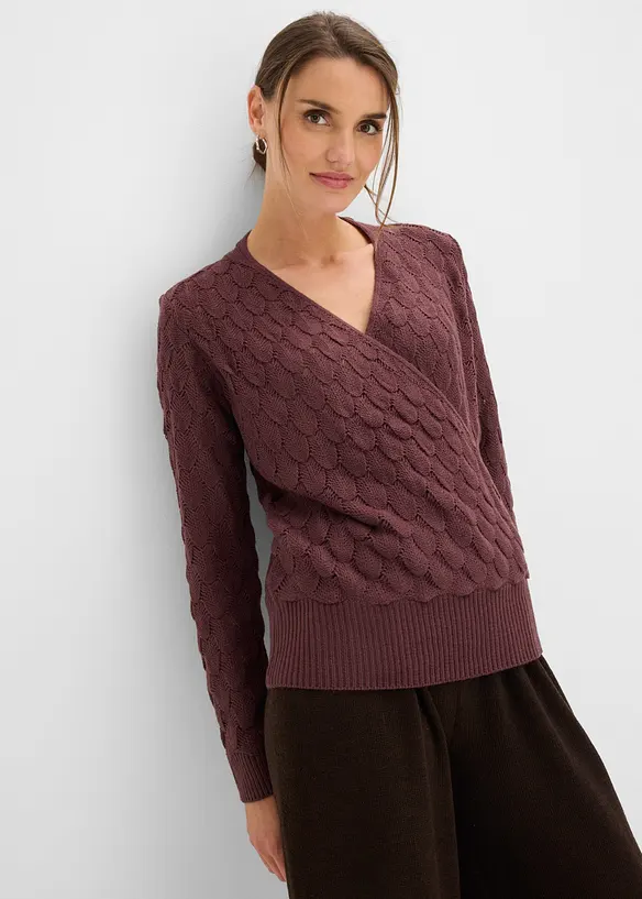 Pull ajour&eacute; style cache-c&oelig;ur, bonprix