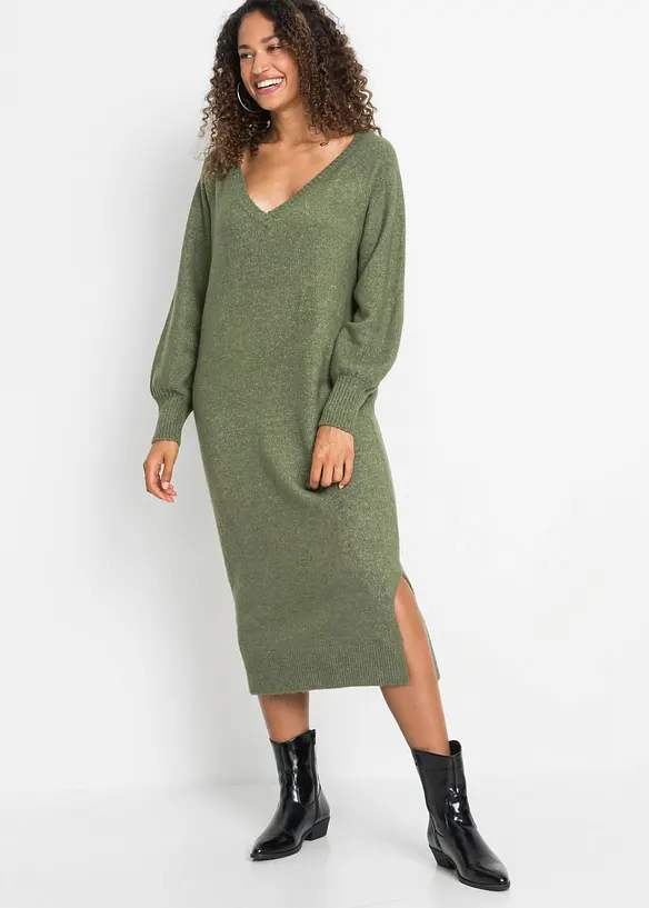 Oversized Strickkleid in Midil&auml;nge, bonprix