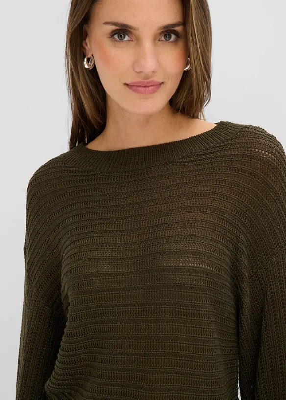 Pull oversize en maille ajour&eacute;e, bonprix