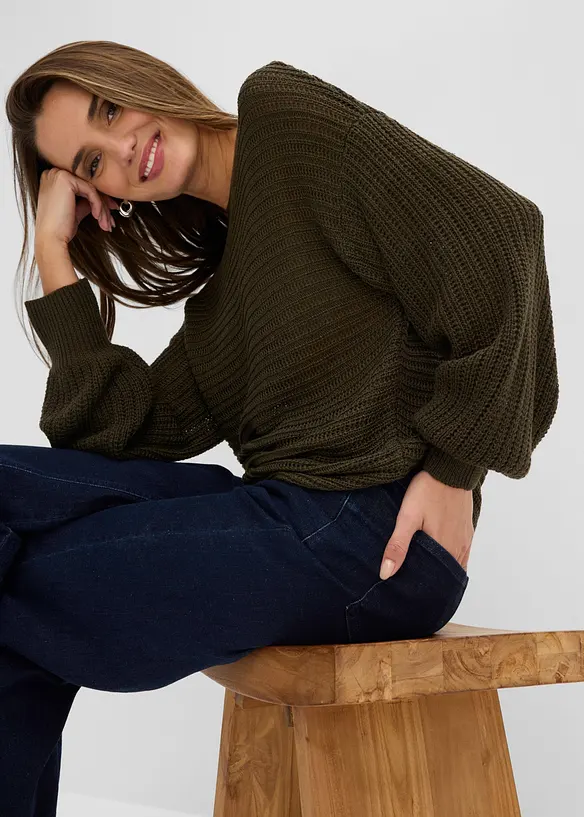 Pull oversize en maille ajour&eacute;e, bonprix