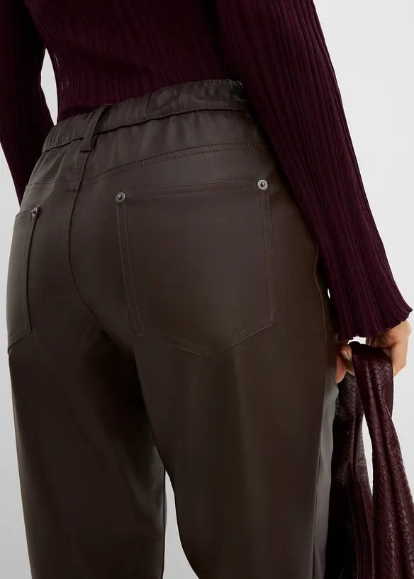 Pantalon enduit &agrave; taille &eacute;lastiqu&eacute;e, bonprix