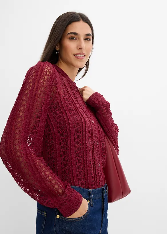 Blouse en jersey avec d&eacute;bardeur (ens. 2&nbsp;pces), bonprix