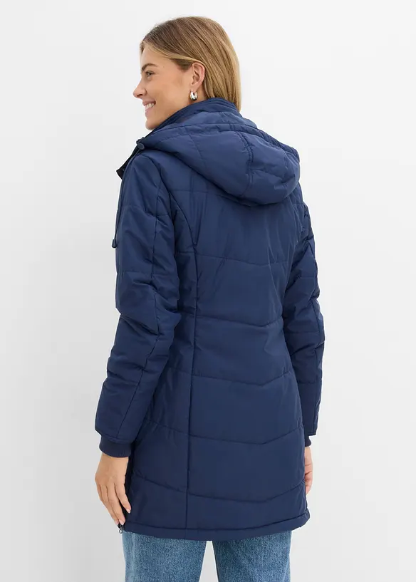 Doudoune longue &agrave; col montant et capuche, bonprix