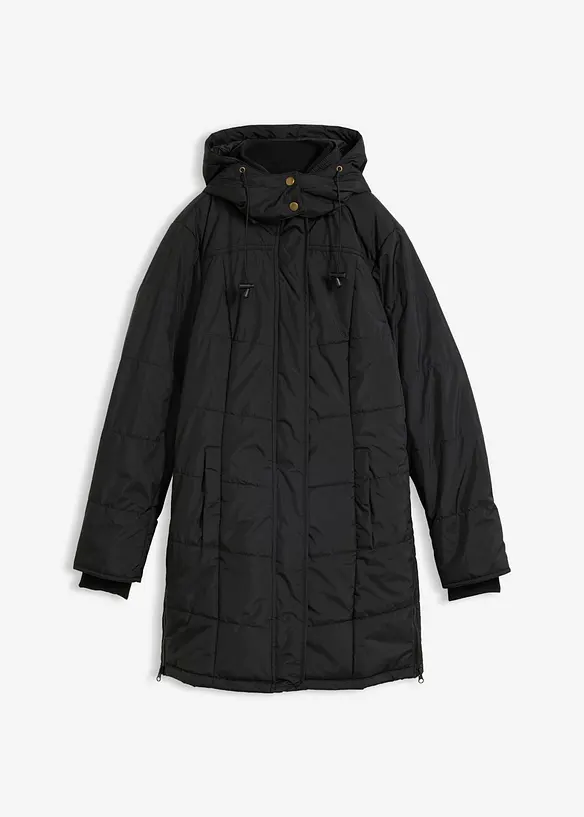 Doudoune longue &agrave; col montant et capuche, bonprix