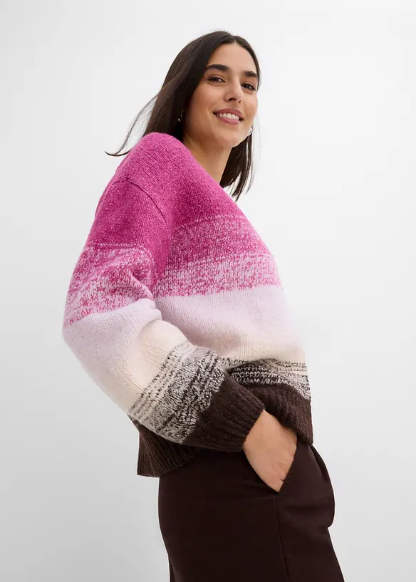 Grobstrickjacke aus weichem Woll-Mix, bonprix