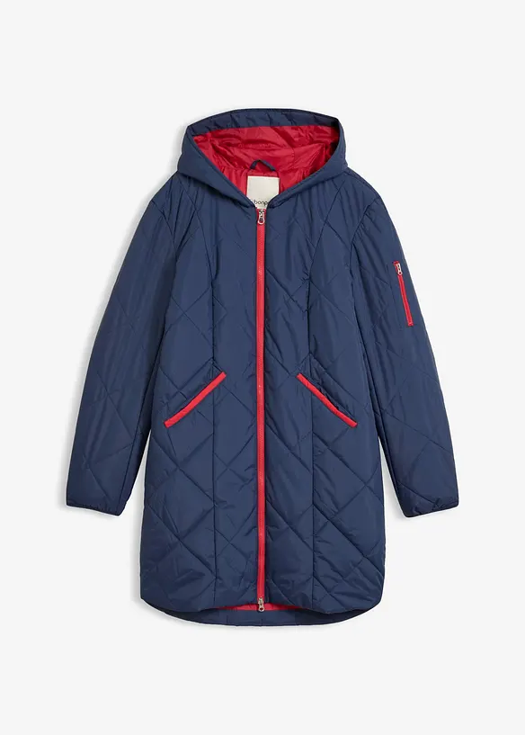 Manteau matelass&eacute; bicolore &agrave; capuche, bonprix