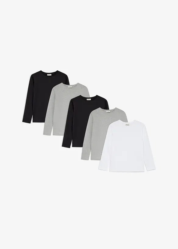 Langarmshirt mit Bio Baumwolle (5er Pack), bonprix