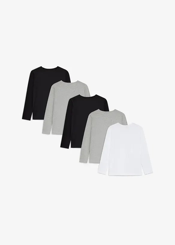 Langarmshirt mit Bio Baumwolle (5er Pack), bonprix