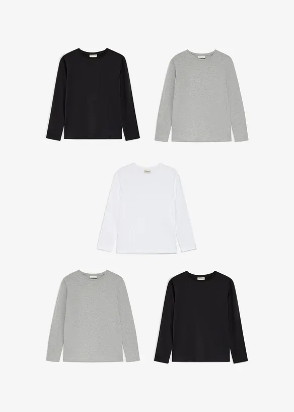 Langarmshirt mit Bio Baumwolle (5er Pack), bonprix