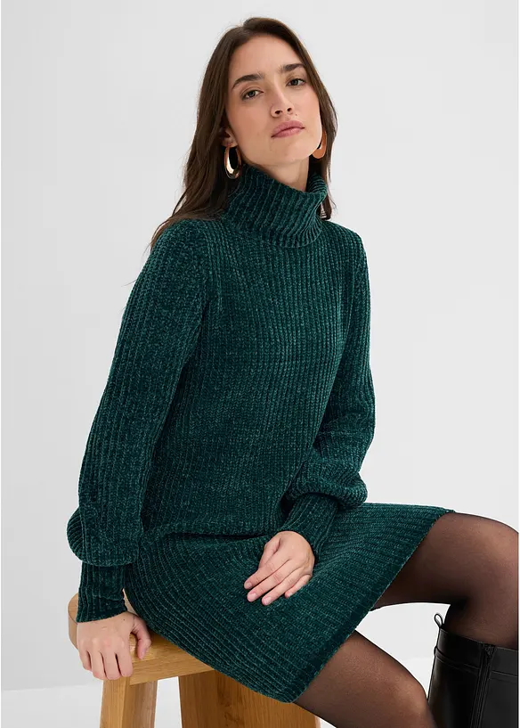 Chenille Strickkleid aus recyceltem Polyester, bonprix
