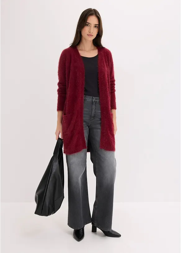 Gilet long en maille duveteuse, bonprix