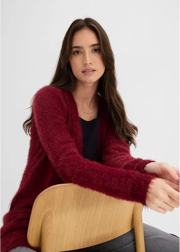 Gilet long en maille duveteuse, bonprix