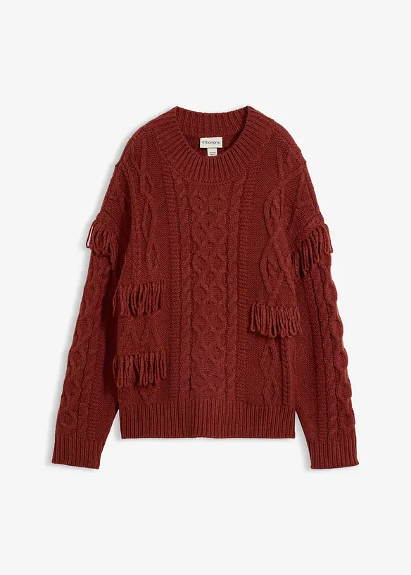 Oversize-Pullover mit Fransen, bonprix