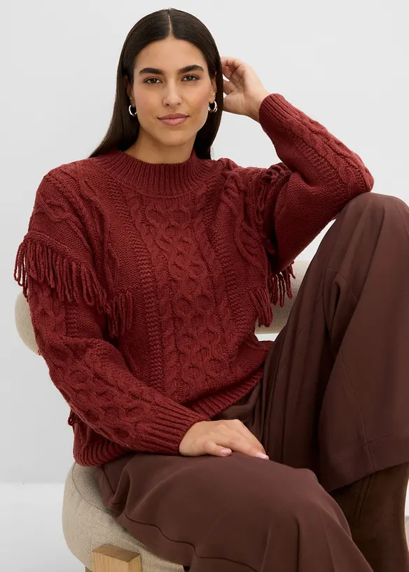 Oversize-Pullover mit Fransen, bonprix