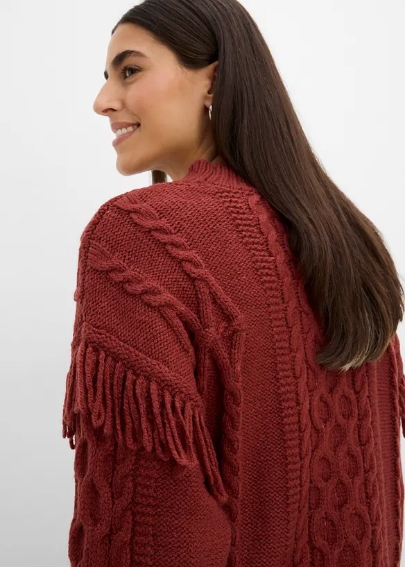 Oversize-Pullover mit Fransen, bonprix