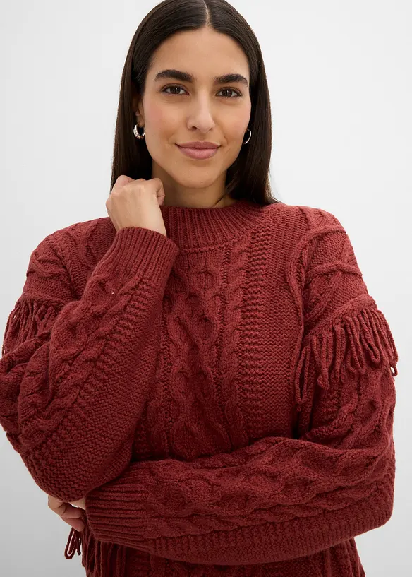 Oversize-Pullover mit Fransen, bonprix