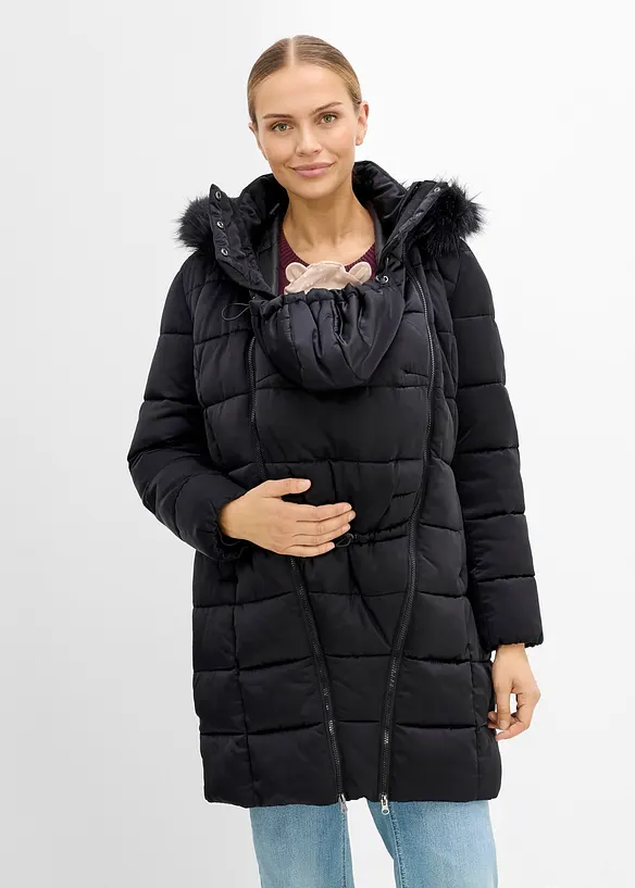 Doudoune de grossesse 3en1 avec empi&egrave;cement de portage et col peluche amovible, bonprix