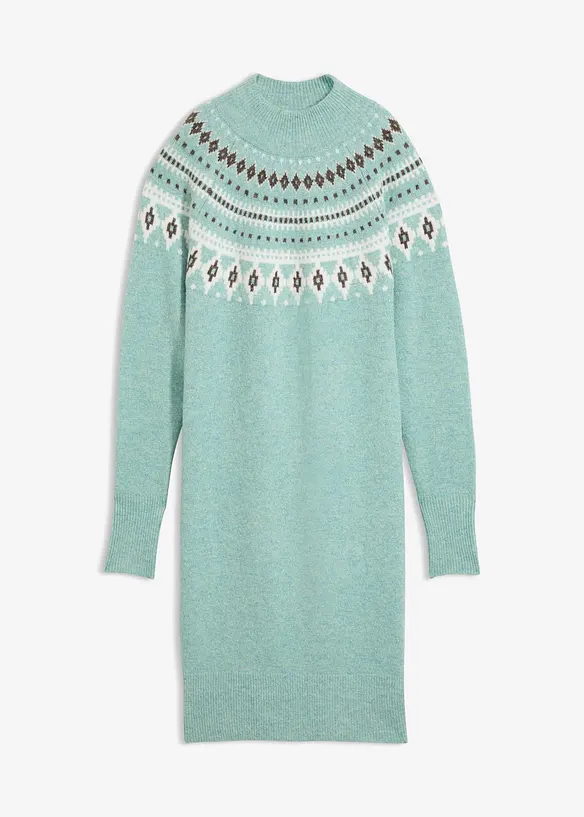 Norweger-Strickkleid mit Stehkragen, bonprix