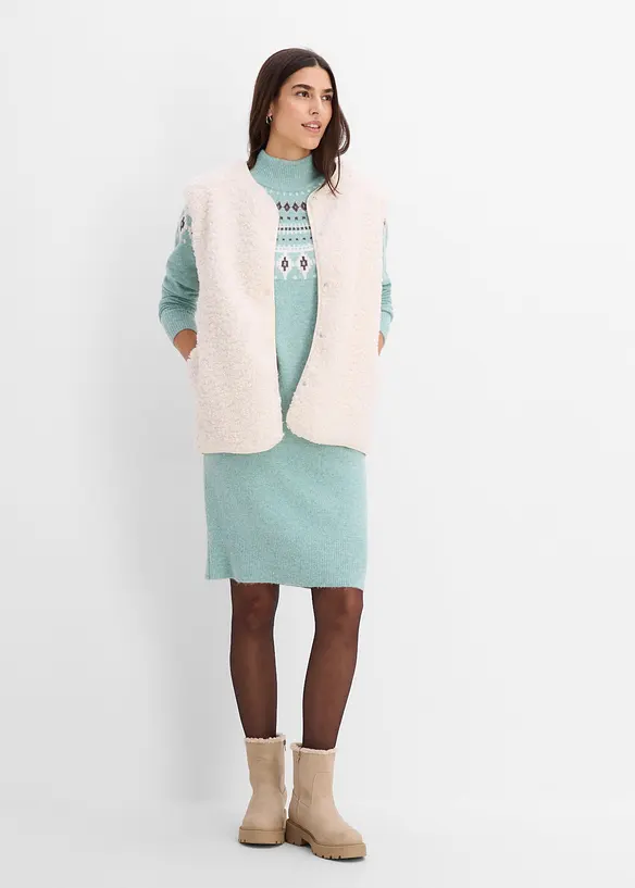 Norweger-Strickkleid mit Stehkragen, bonprix