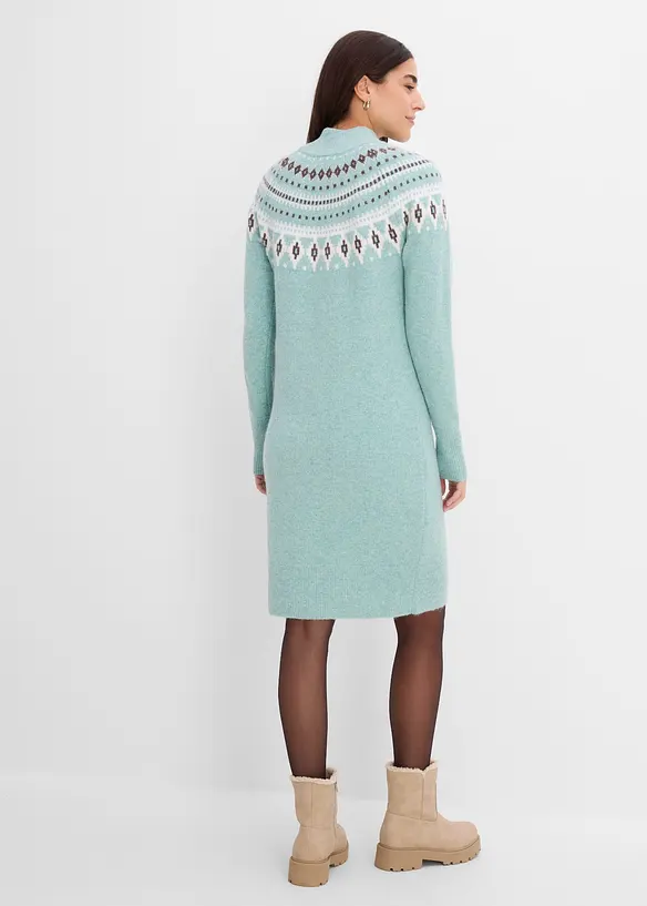 Norweger-Strickkleid mit Stehkragen, bonprix