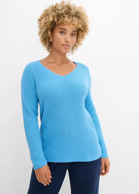 Gerippter Pullover aus reiner Baumwolle, bonprix