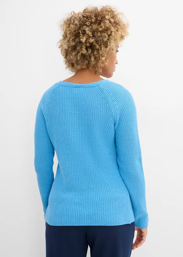 Gerippter Pullover aus reiner Baumwolle, bonprix