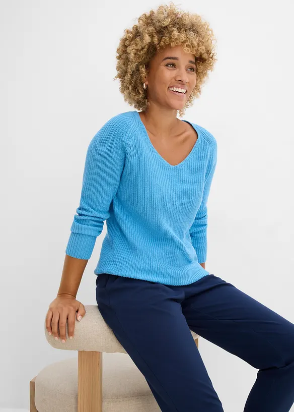 Gerippter Pullover aus reiner Baumwolle, bonprix