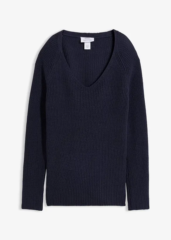 Pull c&ocirc;tel&eacute; 100% coton, bonprix