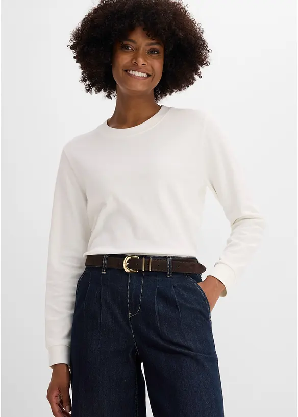 Ceinture en cuir avec boucle en m&eacute;tal brillant, bonprix