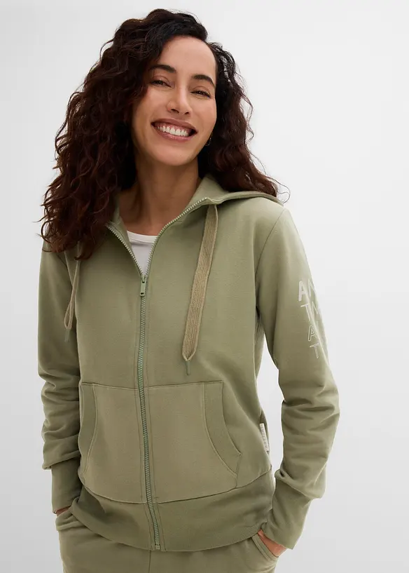 Sweat zipp&eacute; &agrave; capuche en coton extensible &eacute;pais et doux, bonprix