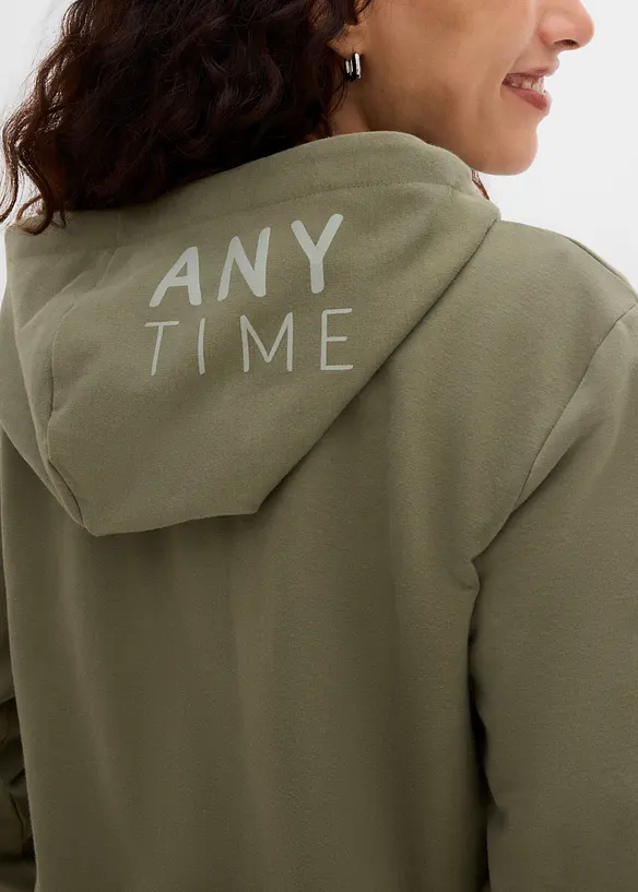 Sweat zipp&eacute; &agrave; capuche en coton extensible &eacute;pais et doux, bonprix