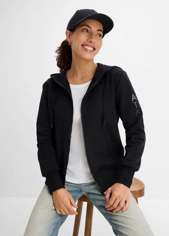 Sweat zipp&eacute; &agrave; capuche en coton extensible &eacute;pais et doux, bonprix
