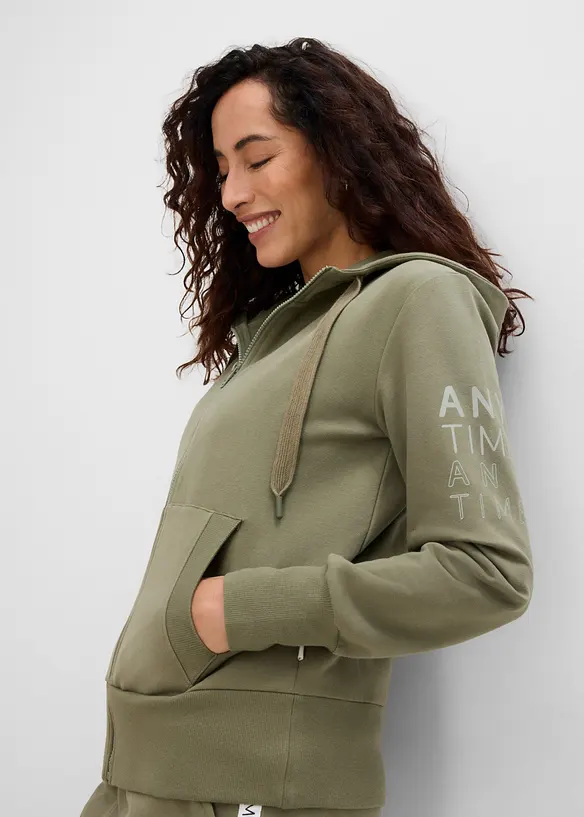 Sweat zipp&eacute; &agrave; capuche en coton extensible &eacute;pais et doux, bonprix