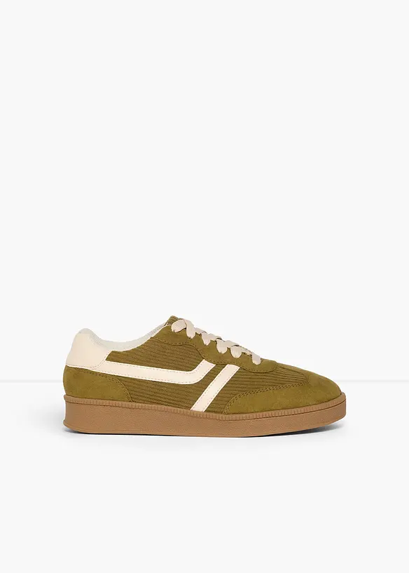 Sneakers &agrave; d&eacute;tails en velours c&ocirc;tel&eacute;, bonprix