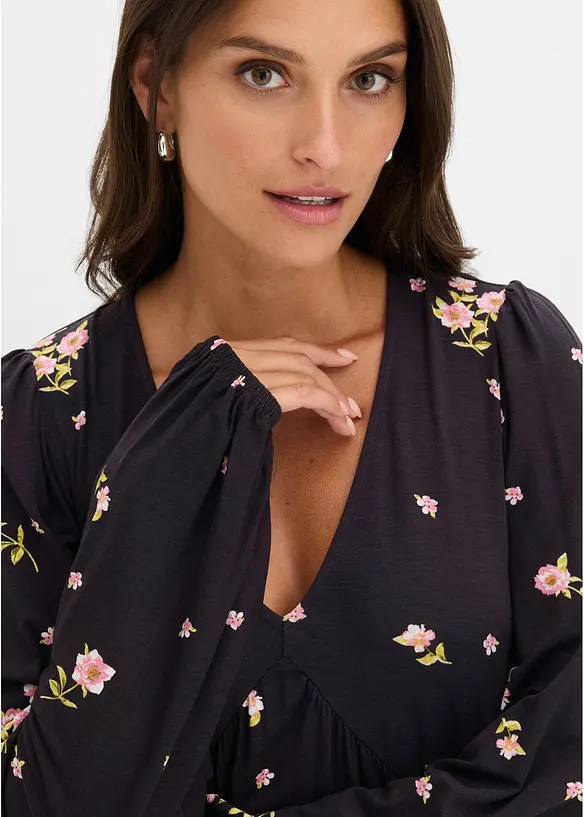 Jerseykleid mit Ballon&auml;rmeln, bonprix