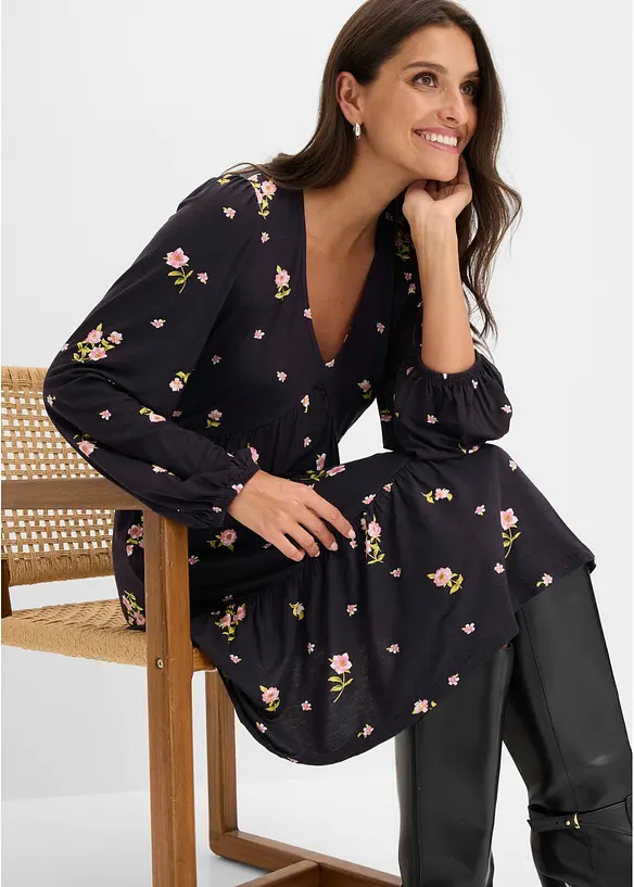Jerseykleid mit Ballon&auml;rmeln, bonprix