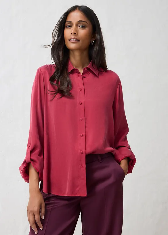 Hemdbluse aus flie&szlig;endem Cupro, bonprix
