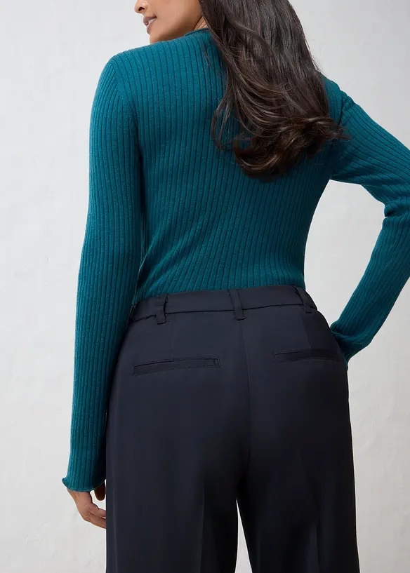 Pantalon de tailleur droit en laine m&eacute;lang&eacute;e douce, bonprix