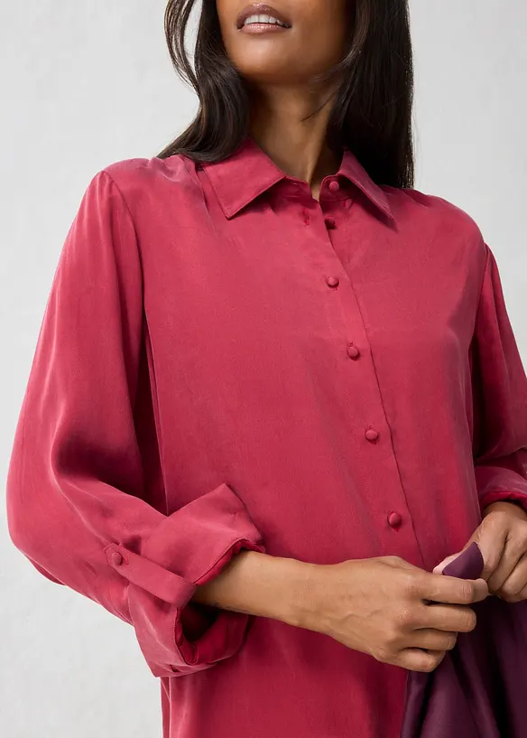 Hemdbluse aus flie&szlig;endem Cupro, bonprix