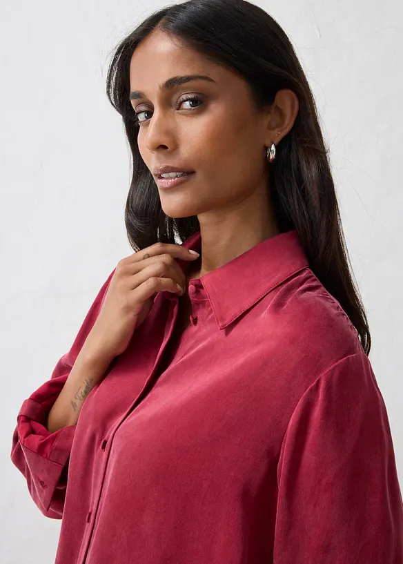 Hemdbluse aus flie&szlig;endem Cupro, bonprix