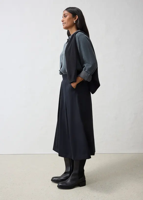 Jupe midi douce en laine majoritaire, bonprix