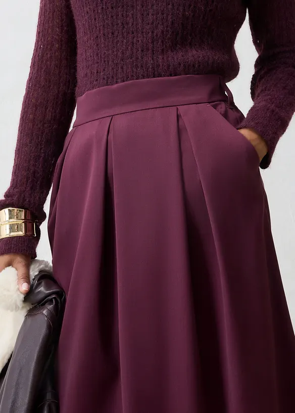 Jupe midi douce en laine majoritaire, bonprix