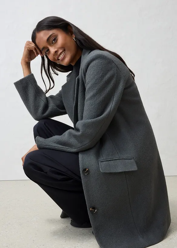Manteau blazer en laine bouillie, bonprix
