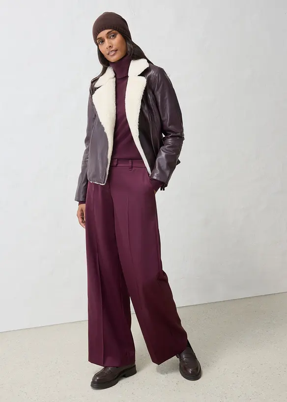 Veste biker en cuir d&rsquo;agneau nappa, bonprix