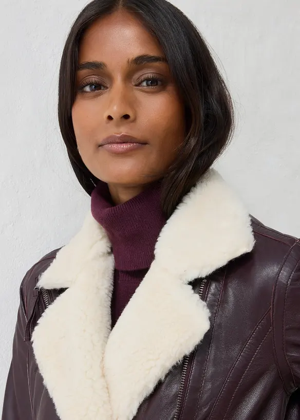 Veste biker en cuir d&rsquo;agneau nappa, bonprix