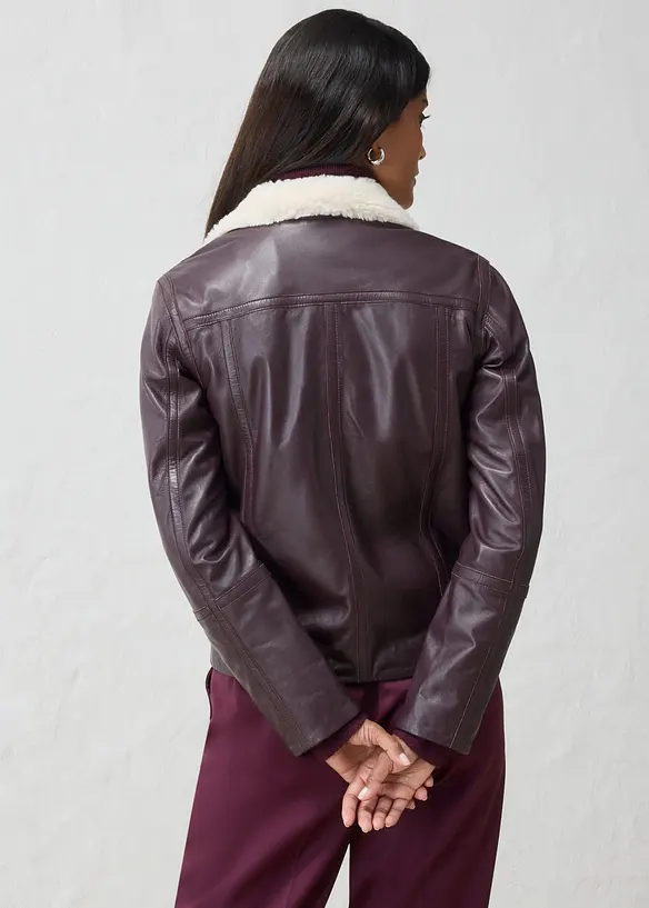 Veste biker en cuir d&rsquo;agneau nappa, bonprix