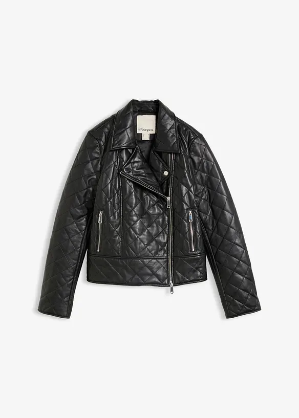 Gesteppte Leder-Biker-Jacke aus Lammnappa, bonprix