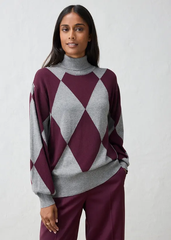 Pull col roul&eacute; en fine maille, bonprix